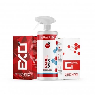 Panel Wipe, C1 Crystal Lacquer and EXO Ultra Durable Hydrophobic Coating Kit Gtechniq