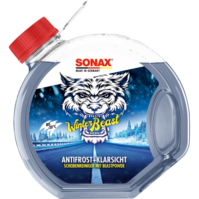 Žieminis langų apiplovimo skystis paruoštas naudoti  "WINTER BEAST",SONAX  -20°C 3L